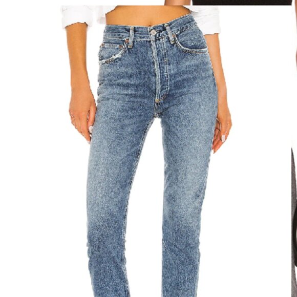 AGOLDE Riley High Rise Cropped Straight Jeans in Frequency Size 28 - Picture 2 of 9
